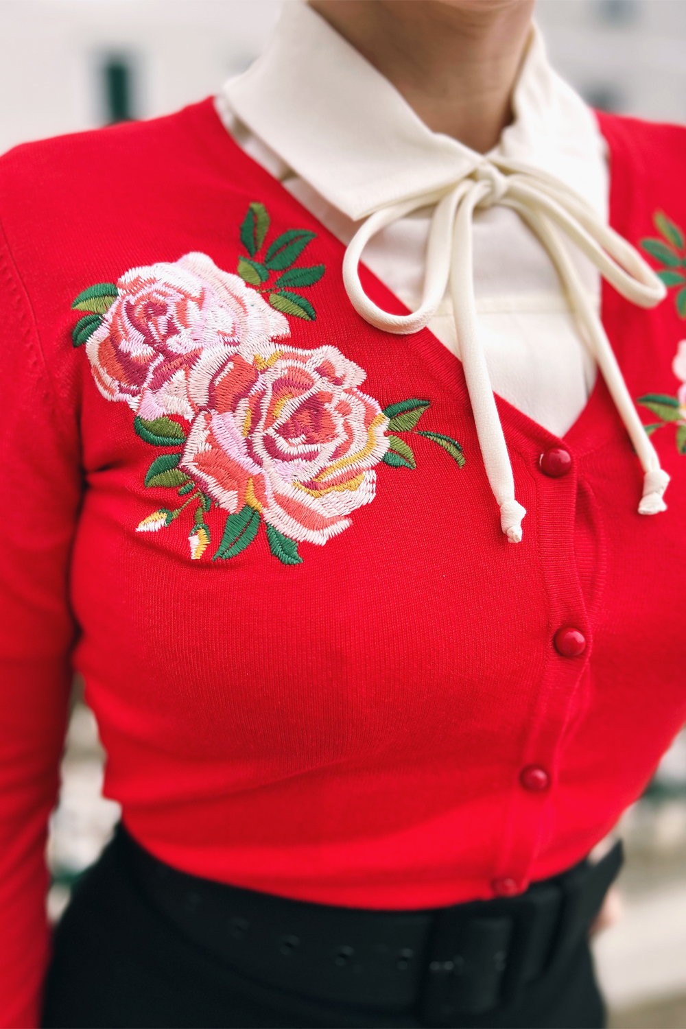 Red Rosy Cardigan